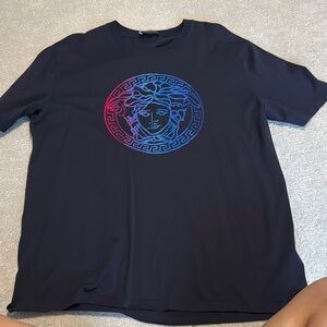 Versace Black and Red Short Sleeve Tee with Medusa Logo